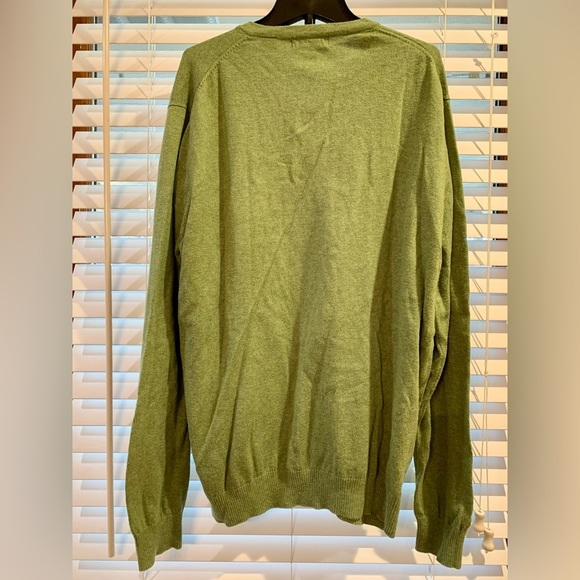 Alan Flusser Sweater Mens Size L Cotton Blend Pullover Green  V Neck Long Sleeve - Picture 2 of 6